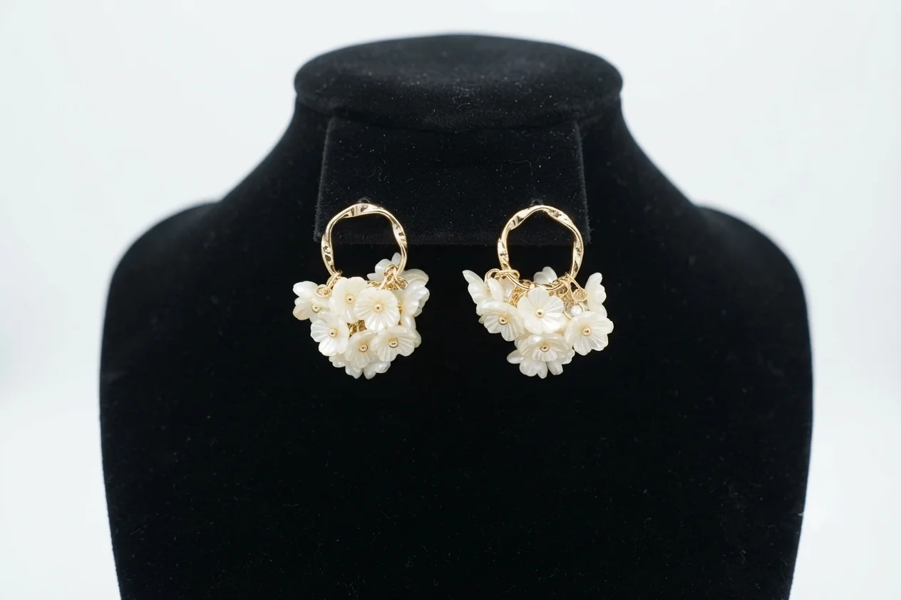Golden Floral Cluster Drop Earrings