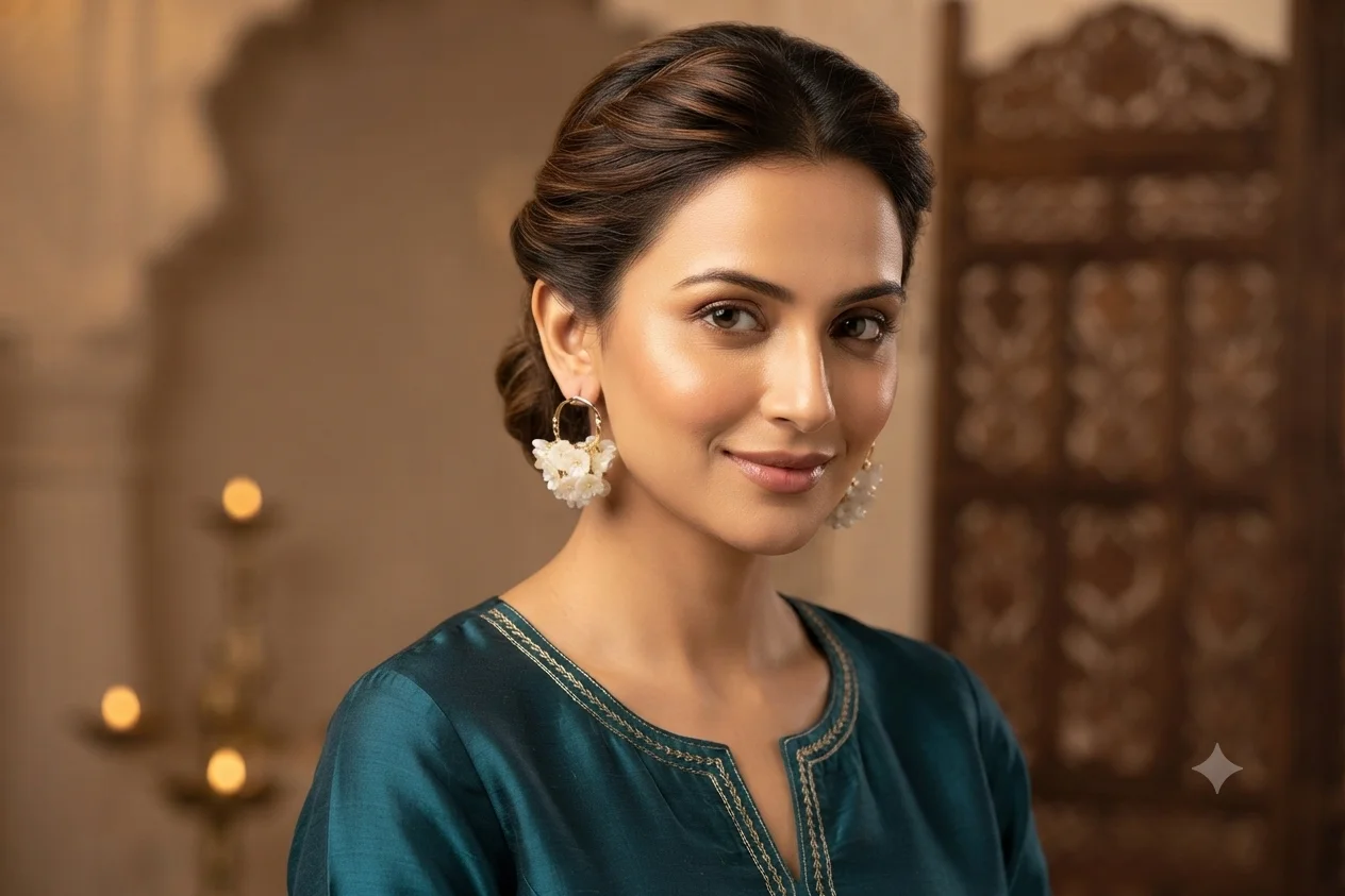 Golden Floral Cluster Drop Earrings