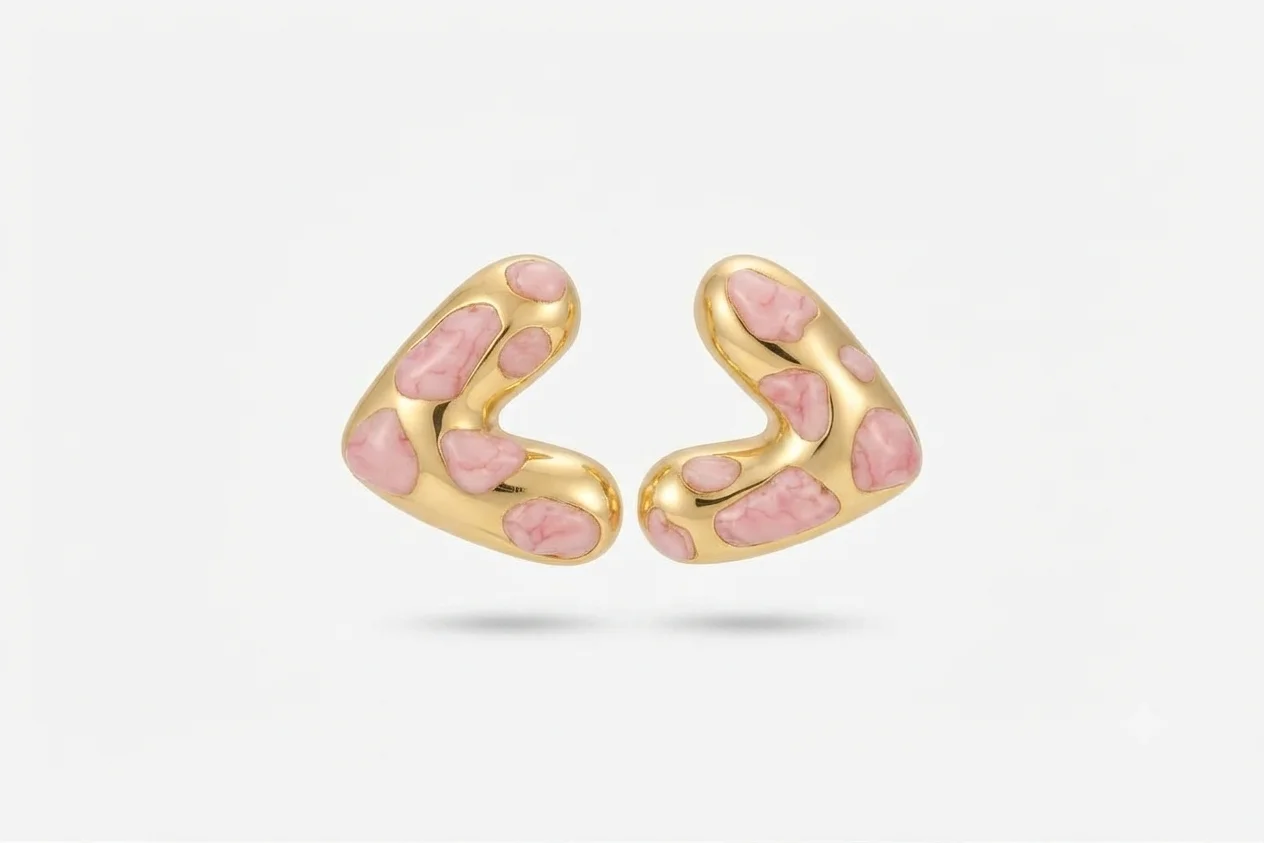 Blushing Abstract Gold Stud Earrings